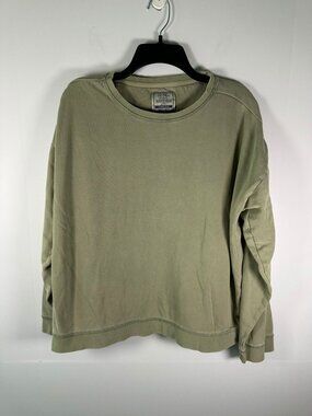 FatFace Sweatshirt Womens L Garment Dyed Olive Crew Neck